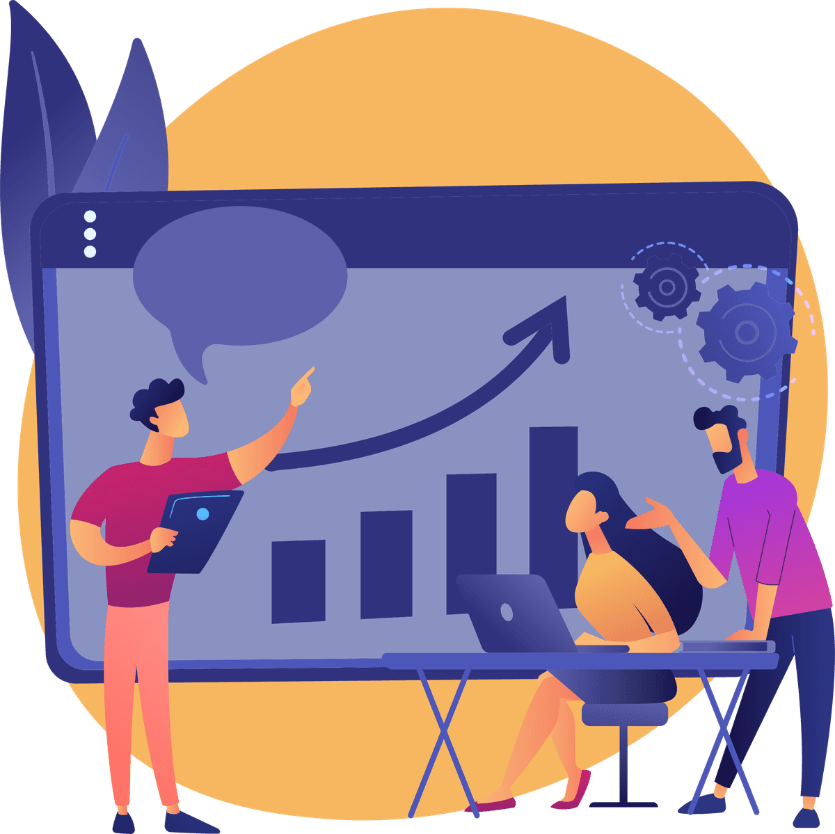 Digital agency illustration showing modern design and development services